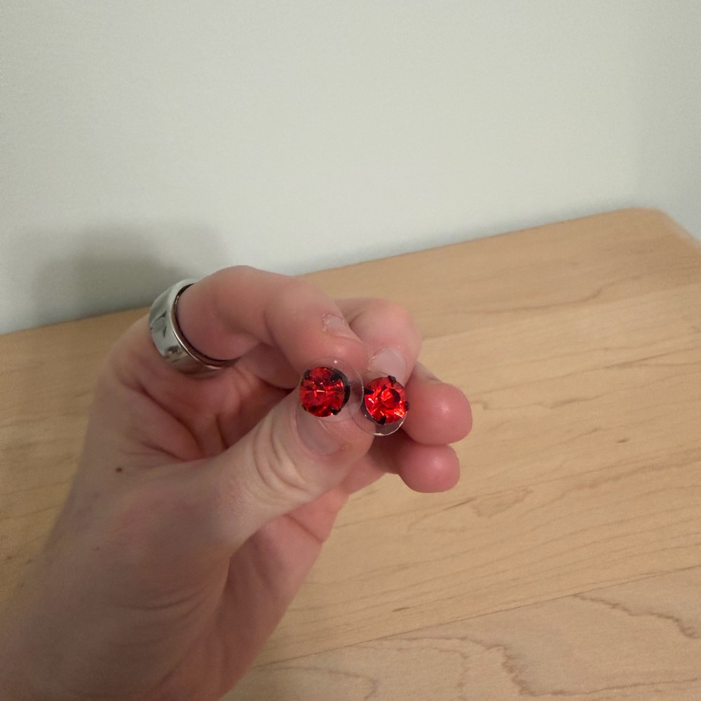 Betsey Johnson Red Stud Earrings